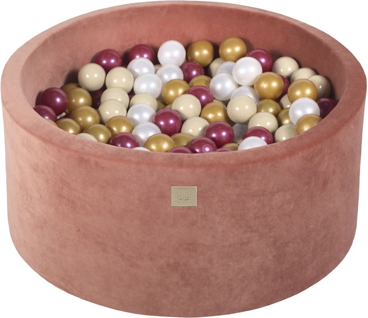 Ronde ballenbak VELVET 90x40 - Marsala Rood incl 300 ballen - Burgundy Pearl, Goud, Wit Pearl, Beige |  je.nl